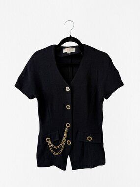 St. John Collection Santana Black Knit Tunic Jacket